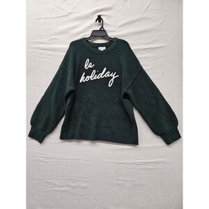 Ava & Viv Womens XXL Forest Green La Holiday Embroidered Knit Sweater New